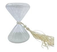 Ingrosso e Risparmio Bombonera confirmación 1 unidad reloj de arena de cristal con arena blanca efecto hipnótico borla central color crema elegante comunión boda