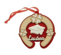 Ingrosso e Risparmio Bombonera de graduación con aplicación de herradura con toque y trébol de cuatro hojas de madera símbolo de evento marcador de sitio DIY rojo confitada baratos