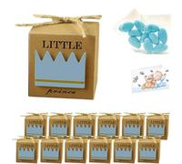 Ingrosso e Risparmio Bomboneras para nacimiento de niño, juego de 20 cajitas de cartón habana con corona celeste, tarjetas personalizables, bolsitas de peladillas celestes de chocolate para bautizo de