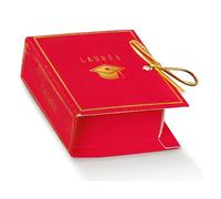 Ingrosso e Risparmio Bomboniere Laurea - 10 cajitas de libro de color rojo y dorado con inscripción de graduación y toque porta confites - Marcador de sitio barato de 3 años