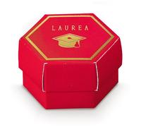 Ingrosso e Risparmio Bomboniere Laurea 10 uds. Cajitas hexagonales de color rojo y dorado con inscripción de graduación y toque portapeladillas DIY confitada marcador de sitio económico magistral