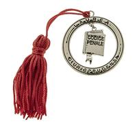 Ingrosso e Risparmio Bomboniere Laurea Girisprudenza 12PZ Colgante redondo con texto y libro Código Penal Masculino Femenino con borla Roja