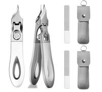 Ingrowfix Pro, 180° Wide Bevel Bite Anti-Splash Slanted Nail Clipper 2025 New Slanted Toenail Clipper Stainless Steel for Thick Nails Seniors & Ingrown Care (2* White)