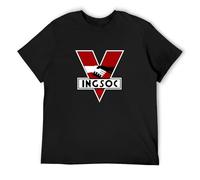 INGSOC 1984 George Orwell Fictional Novel English Socialism T-Shirt Graphic tee Printed Top Mens Black Shirt M