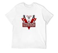 INGSOC 1984 George Orwell Fictional Novel English Socialism T-Shirt Graphic tee Printed Top Mens White Shirt L