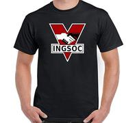INGSOC T-Shirt 1984 Mens George Orwell Fictional Novel English Socialism tee Black Black 3XL