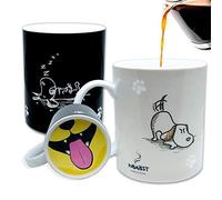 InGwest Home. Taza de café divertida de tereftalato de polietileno (PET) con perro amigable y lengua en la parte inferior. Taza sensible al calor, taza que cambia de color, 325.3 ml