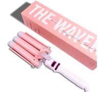 INH Beach Waver - Rizador de rizador de cerámica de 3 barriles, control digital de temperatura, cable giratorio, pelo grueso y largo, 25 mm, inserta el nombre aquí Waver