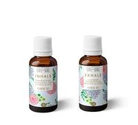 Inhale & Exhale Duo- 2 x 10 ml - Inhale para una respiración clara, edificante, exhala para una relajación profunda, yoga, meditación, mezclas de aceites esenciales, aceites puros