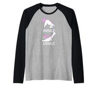 Inhale Exhale Unicornio Yoga Divertido Pedos Meme Camiseta Manga Raglan