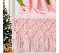 inhand ChristmasThrow Blankets for Couch Gifts for Women Cozy Home Decor Knit Blanket Pink Lightweight Decorative Blankets and