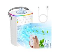 INHDBOX Aire acondicionado portátil, mini aire acondicionado para habitaciones, enfriador de aire 4 en 1 con refrigeración por agua, 1000 ml, sin manguera de escape, aire acondicionado