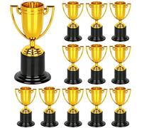 INHEMING 12 Piezas Pequeño Trofeo Copa, Mini Campeones Trofeo Réplica con Base,Trofeo Trofeos Copas de Oro de Plástico para Niños Juegos De Cumpleaños Competiciones Deportivas