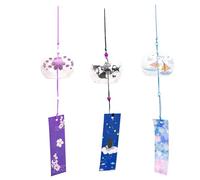 INHEMING 3 Piezas Carillón de Viento japonés Cristal,Campanas de Viento Japonesas Pequeñas,Campanas de Viento Hechas a Mano para Céspedes, Jardines, Patios, Salones