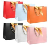 INHEMING 6 Piezas Bolsas de Regalo con Lazo,Bolsa Elegante de Regalo,Bolsa de Cartón de Colores, para cumpleaños, bodas, celebraciones festivas
