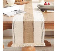 INHEMING Camino de Mesa de Macramé Beige Boho Camino de Mesa con Borlas, Estilo Rústico ,para Bodas, Cumpleaños, Navidad,Fiestas Decoracion - 30 x 120 cm