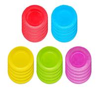 Inheming Platos desechables Color,Platos de postre de cartón coloridos, juego de 50 platos de papel multicolores, DIY redondos, platos de fiesta ø 18 cm
