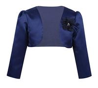 inhzoy Bolero de Boda Fiesta para Niña Capa Elegante de Princesa Manga Larga Chaqueta Corta para Vestido Top con 3D Flor Cárdigan Boda Abrigo Azul Marino 9-10 Años