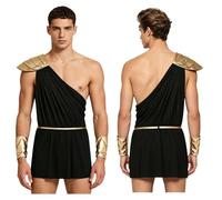 inhzoy Disfraz Romano Hombre Hombre Griego Antiguo Traje Toga Fiestas Traje Cosplay Romano Ropa Del Imperio Greco Dios Greco Con Toga Club Negro XL