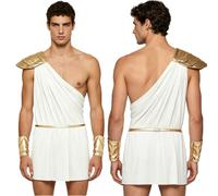 inhzoy Disfraz Romano Hombre Hombre Griego Antiguo Traje Toga Fiestas Traje Cosplay Romano Ropa Del Imperio Greco Dios Greco Con Toga Club Blanco 3XL