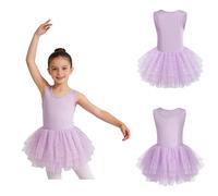 inhzoy Vestido De Danza Ballet Niña Body Clásico Competición Bailar Floral Baile Toalla Cofia Botella C Púrpura 5-6 años