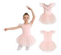 inhzoy Vestido De Danza Ballet Niña Body Clásico Competición Bailar Floral Baile Toalla Cofia Botella Un Rosa 5-6 años