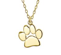Inicial Del Alfabeto A-Z Dainty Perro Gato Mascota Gatito Cachorro Pata Impresión Collar Colgante De Joyería De Animales Para La Mujer Adolescente 14K Chapado En Oro Amarillo .925 Plata Esterlina