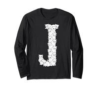 Inicial J Mayúscula Divertida Amante Gato Felino Gatos Manga Larga