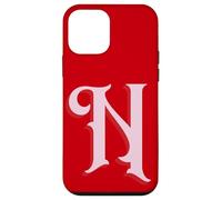 Inicial N Rosa sobre Rojo Carcasa para iPhone 12 Mini