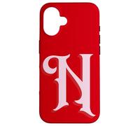 Inicial N Rosa sobre Rojo Carcasa para iPhone 16