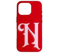 Inicial N Rosa sobre Rojo Carcasa para iPhone 16 Pro