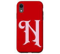 Inicial N Rosa sobre Rojo Carcasa para iPhone XR