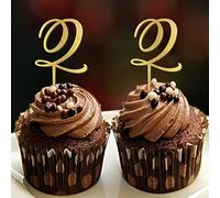 Inicial Q - Decoración para cupcakes con monograma de letra de laurel, corona romántica para boda, aniversario, fiesta, decoración reutilizable, diseño de letras, regalo de boda, 6 unidades