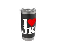 INICIALES DE MONOGRAMA I LOVE HEART JK J K J. K Vaso térmico de acero inoxidable de doble pared