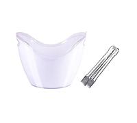 Inicio Cubitera acrílica de 8 litros con pinzas for hielo, cubo almacenamiento ovalado tina plástico, cubos for 2 botellas vino o champán Bar(Blanco)