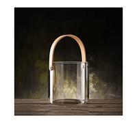 Inicio Cubo de hielo vidrio transparente, recipiente cubitos pequeño Enfriador vino cerveza champán con mango bambú for fiesta bar cóctel congelador Bar