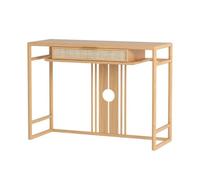 Inicio Mesa consola de madera con cajones de ratán, mesa de entrada bohemia, mesa de sofá larga y estrecha, mesas consola for entrada, sala de estar, vestíbulo, fácil montaje Detrás del sofá(A,Grande)