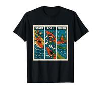 Inicio Rodillo Acabado Kayak Cross Camiseta gráfica económica, Hombre, Negro, S