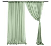 INIFLM 2 paneles de cortina de arco de boda, cortinas translúcidas de tela de gasa verde salvia, cortinas semitransparentes, cortinas de boda, cenefa para decoración de recepción