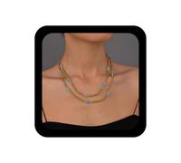 Inilbran Boho Capas Collar De Cuentas De Semillas Gargantilla Vintage Gargantilla De Semillas Hebra Lindo Collar De Cuentas De Arroz Azul Turquesa cadena de clavícula De Cadena De Joyería Para