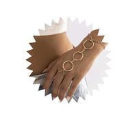 Inilbran Boho Circle Anillo de dedo Pulseras Gold Circle Slave Bracelet Vintage Circle Ring Pulsera de muñeca Open Circle Hand Chain Bracelet para mujeres y niñas