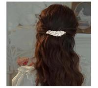 Inilbran Boho Cristal Pluma Pelo Barrette Vintage Glitter Pluma Puño Barrette Oro Duckbill Clip Horquilla Elegante Boda Pin Lado Clip Decorativo Accesorios Para El Cabello Para Las Mujeres Tocado