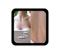 Inilbran Boho Pearl Back Collares Long Pearl Cz Telón de fondo Collares Silver Pearl Back Chain Collar Vintage Crystal Body Chain Collar Verano Body Jewelry para mujeres y niñas