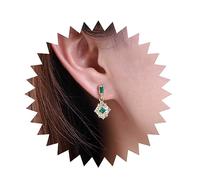 Inilbran Boho Pendientes De Cristal Esmeralda Esmeralda Verde Pendientes Cuadrados Esmeralda Vintage Pendientes De Piedras Preciosas Esmeralda Cz Verde Brillante Pendientes Joyas Para Mujeres Y Niñas