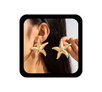 Inilbran Boho Pendientes De Estrellas De Mar Gran Estrella De Mar Pendientes Colgantes De Metal Grandes Estrellas Pendiente Declaración Verano Playa Océano Ellos Pendiente Para Las Mujeres (oro)