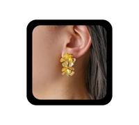 Inilbran Boho Pendientes De Flores De Oro Flor De La Vendimia Pendientes Florales De Oro Doble Pendiente Colgante Floral Personalizado Pétalo De Lirio Pendiente De Joyería Para Las Mujeres