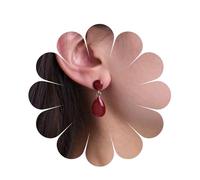 Inilbran Boho Resina Pendientes Colgantes Ovalados Rojos Vintage Pendientes Geométricos Ovalados Esmalte Rojo Pendientes De Gota Pendientes Personalizados Disco Rojo Joyas Para Mujeres Y Niñas