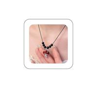 Inilbran Boho Setas Colgante Collar De Resina Roja Gargantilla Vintage Negro Cuentas De Cuero Ajustable A Prueba De Agua Joyería De La Cuerda Para Las Mujeres