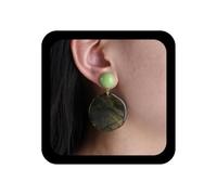 Inilbran Boho Verde Acrílico Círculo Pendientes Vintage Círculo Geométrico Cuelgan Pendientes De Resina Verde Pendiente Redondo Personalizado Gran Pendiente Geométrico Joyería Para Las Mujeres