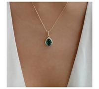 Inilbran Boho Vintage Rhinestone Esmeralda Colgante Gargantilla De Cristal Verde De Oro Lágrima Joyas Para Mujeres Y Niñas